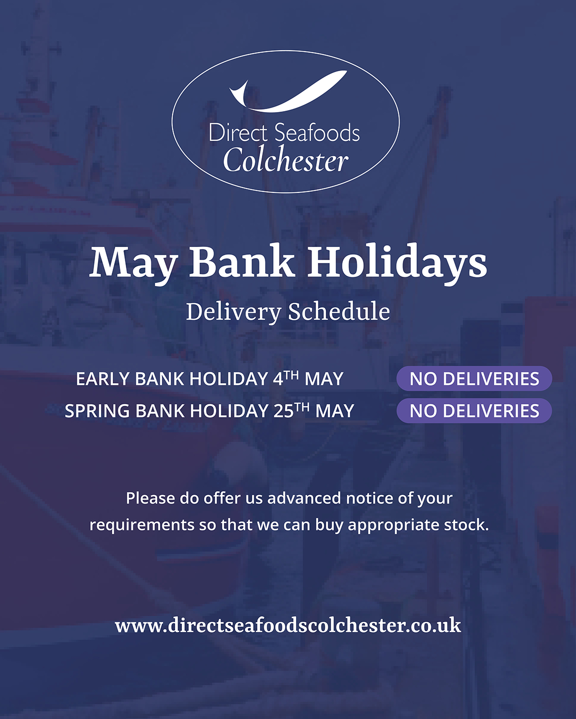2026 May Bank Holidays Schedule_Direct Seafoods Colchester